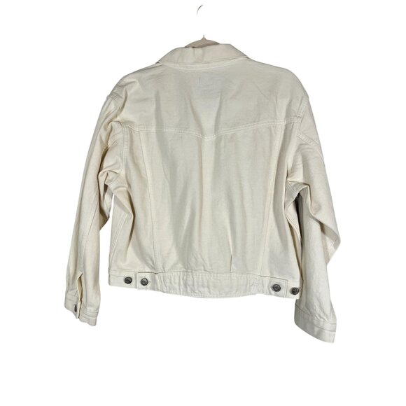Gap Denim Jacket L White Western Boho Hippie Neutral Minimalist Classic Chic 80s - Picture 2 of 11